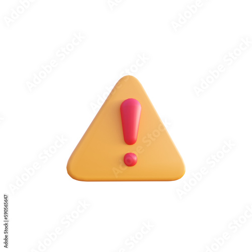 Warning icon illustration 3d render isolated perspective view PNG transparent