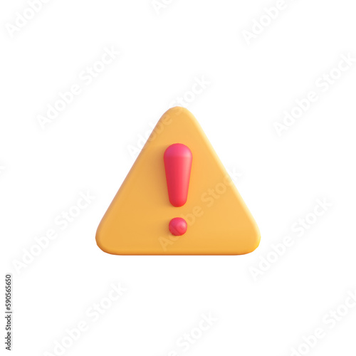 Warning icon illustration 3d render isolated front view PNG transparent