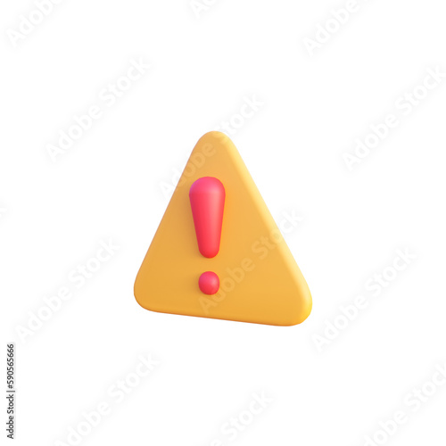 Warning icon illustration 3d render isolated side view PNG transparent