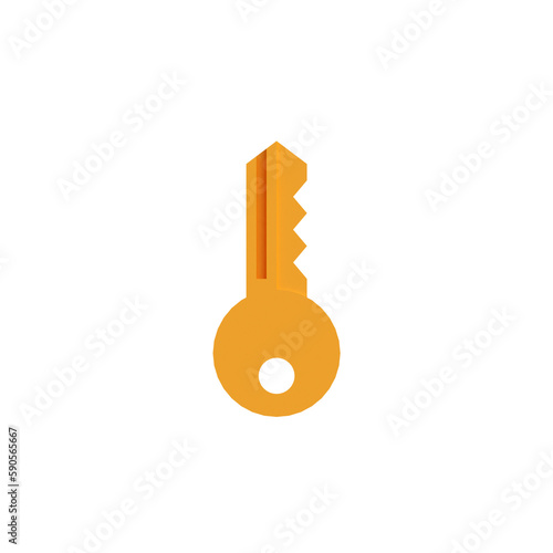 Key icon illustration 3d render isolated front view PNG transparent