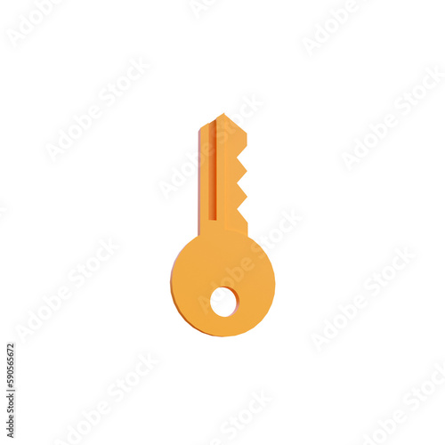 Key icon illustration 3d render isolated perspective view PNG transparent