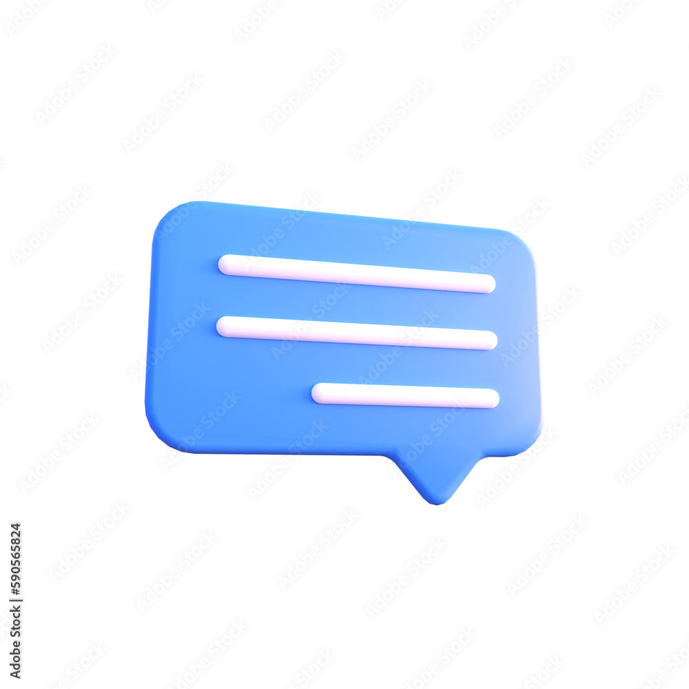 Blue bubble chat icon illustration 3d render isolated perspective view PNG transparent Blue bubble chat icon illustration 3d render isolated perspective view PNG transparent