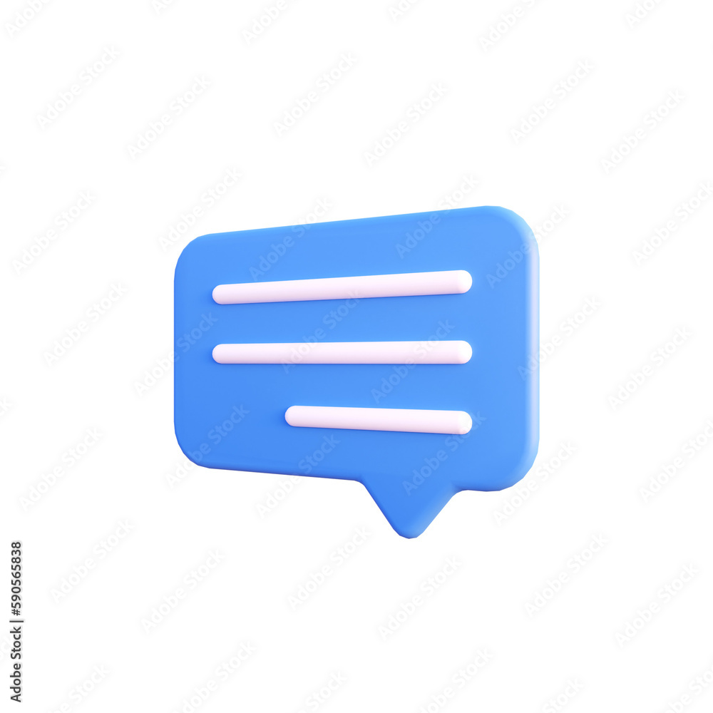 Blue bubble chat icon illustration 3d render isolated side view PNG transparent Blue bubble chat icon illustration 3d render isolated side view PNG transparent