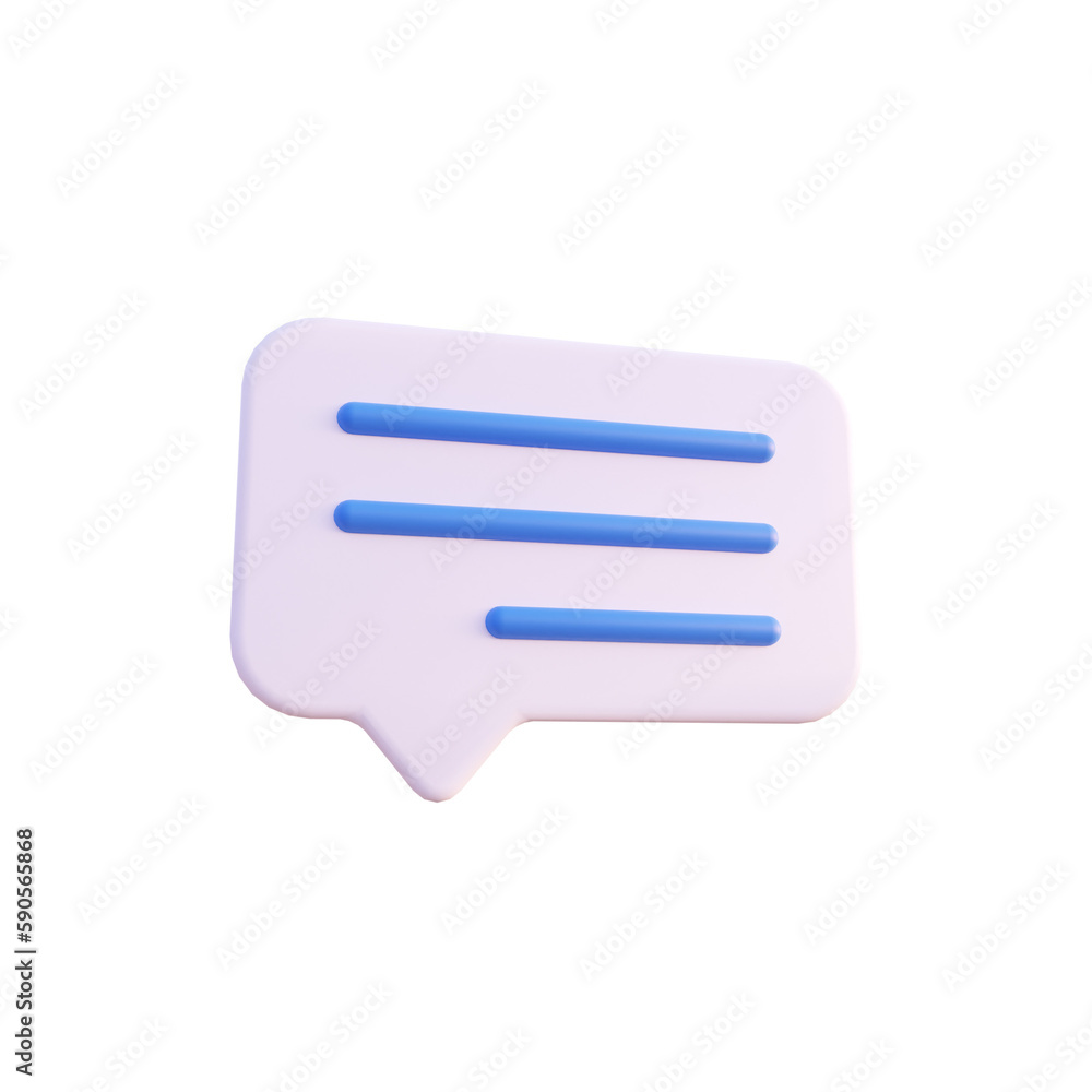 White bubble chat icon illustration 3d render isolated perspective view PNG transparent White bubble chat icon illustration 3d render isolated perspective view PNG transparent