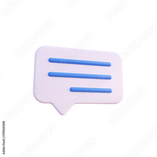 White bubble chat icon illustration 3d render isolated perspective view PNG transparent