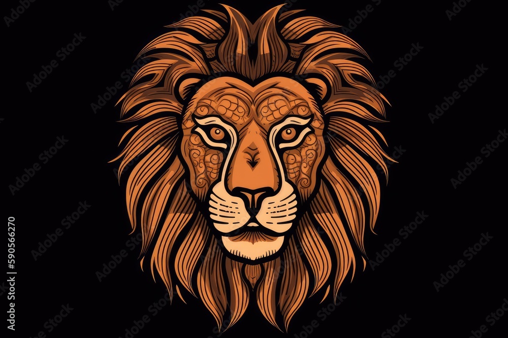 image of a lion in the style of Iconography