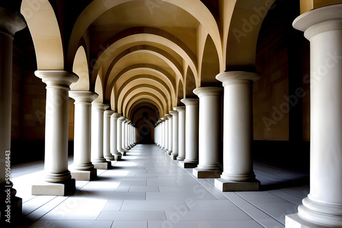 A delightful architectural tunnel of white columns in Dresden in Germany.