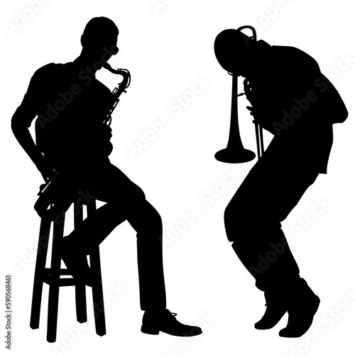 silhouettes of saxophone jazz player