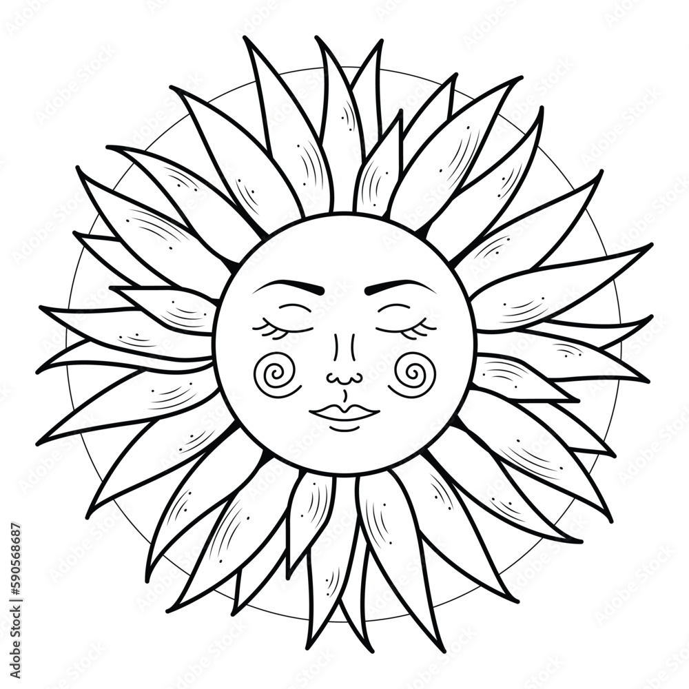 Sun vector icon design. Flat icon of sun.
