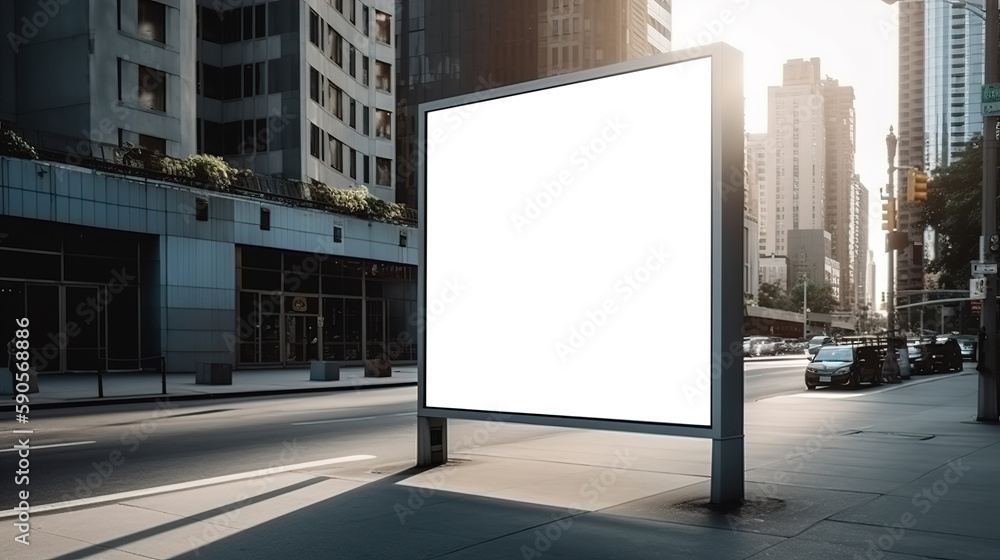 Billboard mockup in the city for your advertising. Advertising stand in the city for advertising. AI generated Billboard mockup in the city for your advertising. Advertising stand in the city for advertising. AI generated