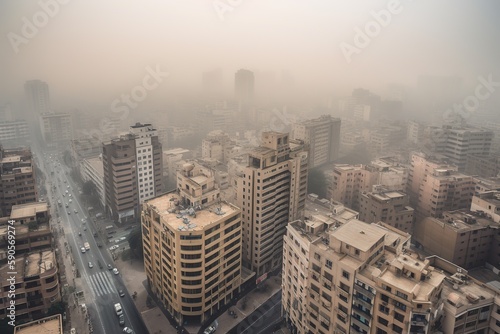 Cairo Egypt centrum city in fog  generative artificial intelligence