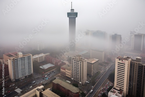  Johannesburg South Africa centrum city in fog , generative artificial intelligence