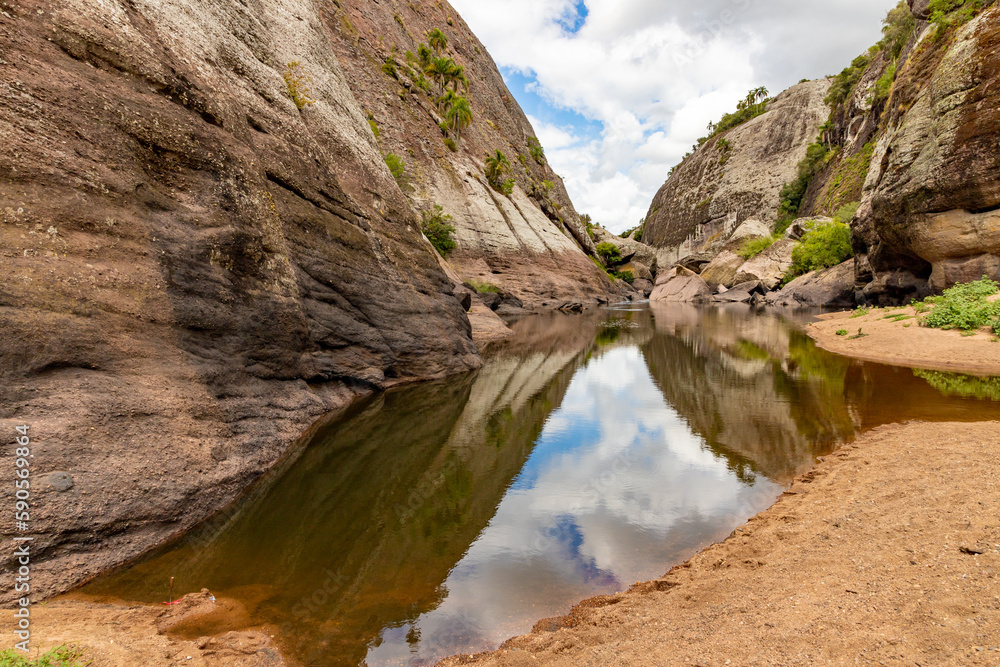 Geological formations, river and vegetation Geological formations, river and vegetation