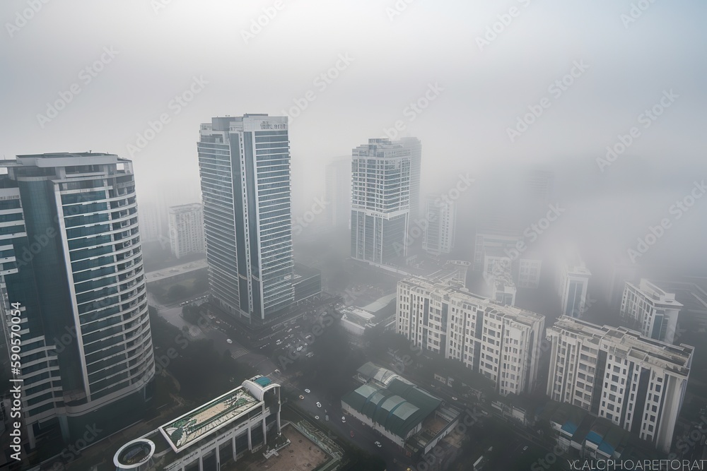  Manila Philippines centrum city in fog , generative artificial intelligence