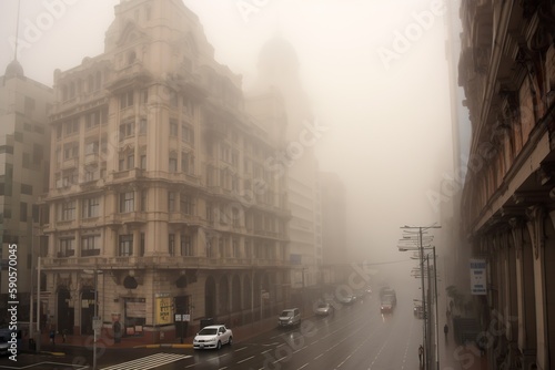  Lima Peru centrum city in fog, generative artificial intelligence 