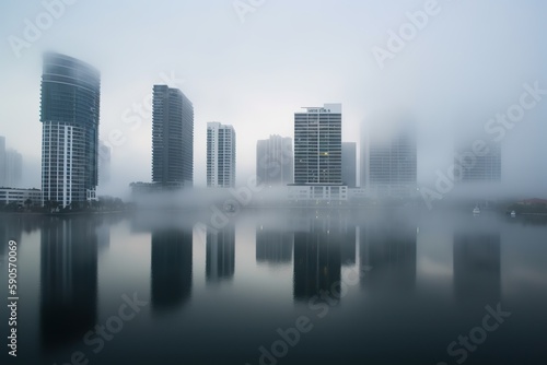 Miami United States centrum city in fog   generative artificial intelligence