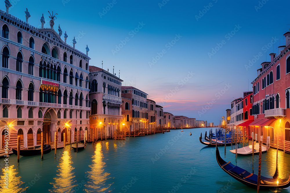 View of piazza san marco and grand canal behind a typical venetian light pole, Venice, Veneto, Italy