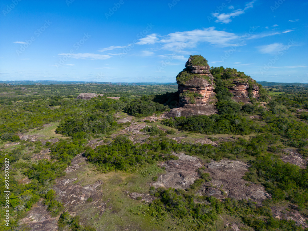 Aerial view of  Geological formations and forest