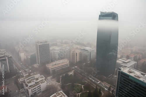 Santiago Chile centrum city in fog , generative artificial intelligence