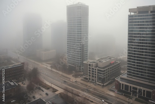 Toronto Canada centrum city in fog , generative artificial intelligence