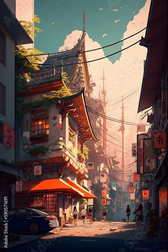 Chinese City, cityscape.