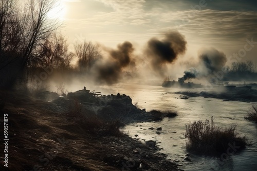 Guerra & Atardecer & Desolación - Generative Ai