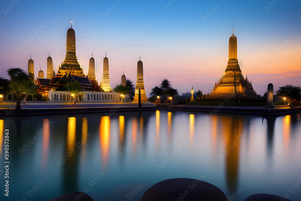 Naklejka premium Thailand Landscape : Wat Arun at dusk