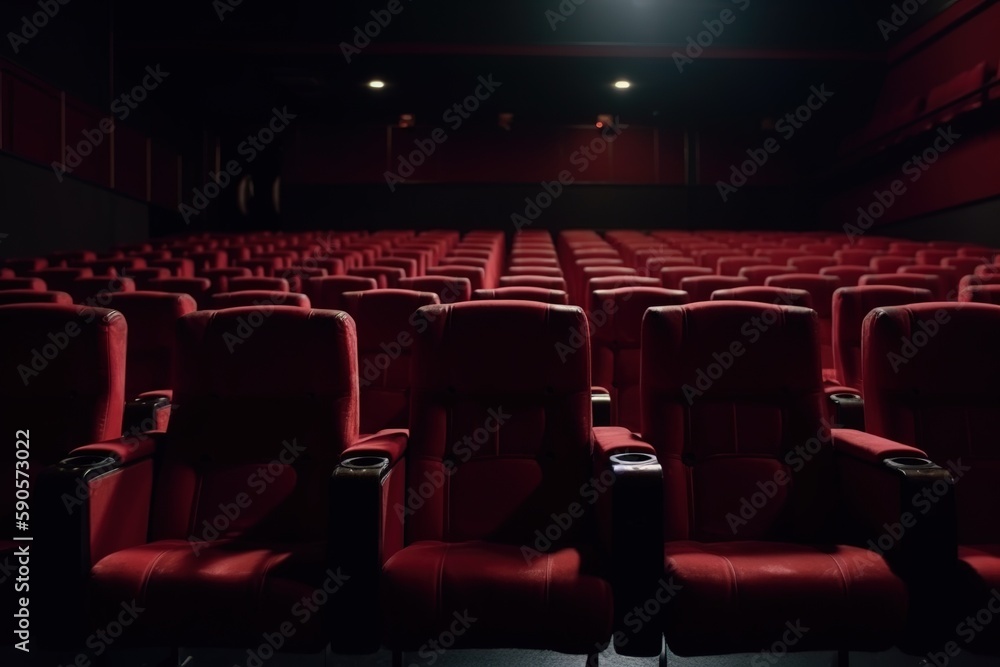 Red seats in a cinema. Generative AI. Red seats in a cinema. Generative AI.