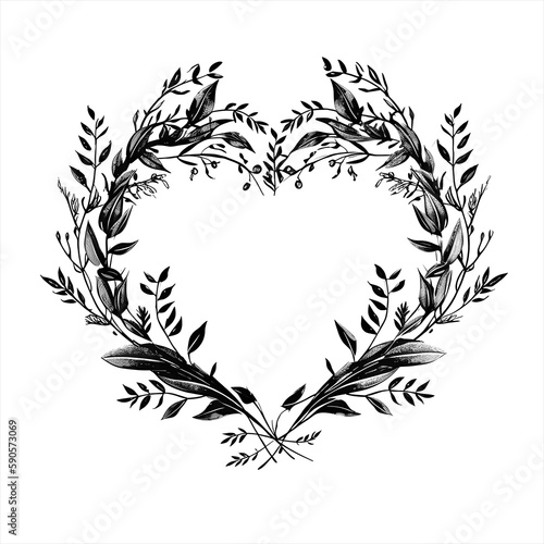Heart Shaped Laurel Wreath created with Generative AI