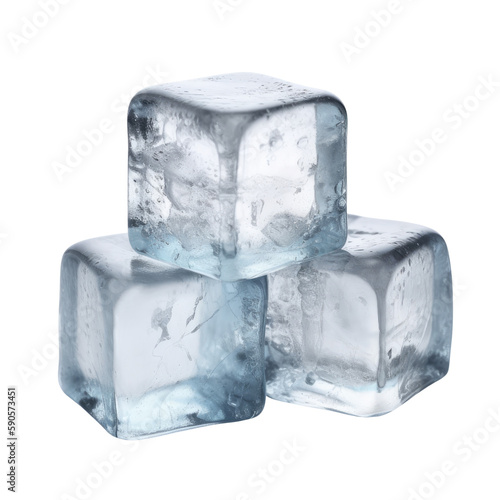 ice cubes isolated on transparent background made with generative ai