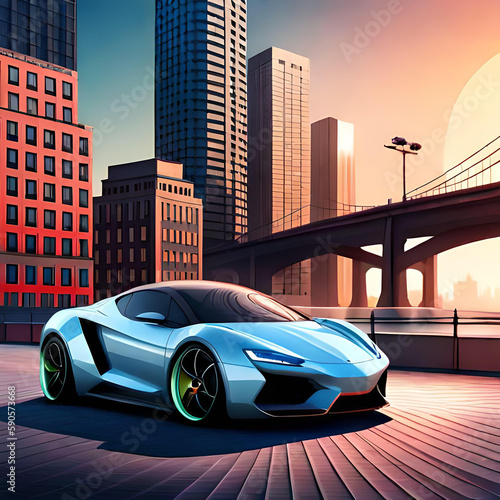 a background with a fast car in the city © Beste stock