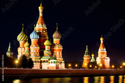 The Saint Basil's cathedral at night, Moscow