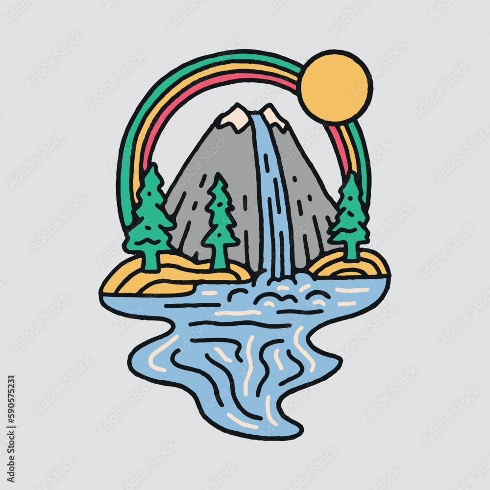 Beauty nature and waterfall graphic illustration vector art t-shirt design Beauty nature and waterfall graphic illustration vector art t-shirt design