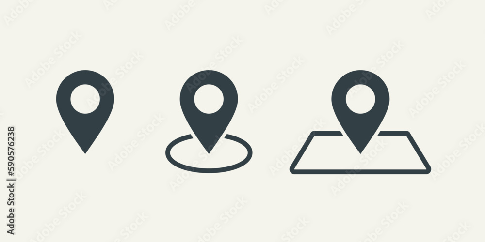 Pins location icons set simple design Pins location icons set simple design