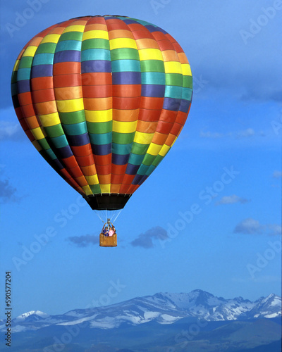 Hot Air Ballon Over the Rocky Mountains