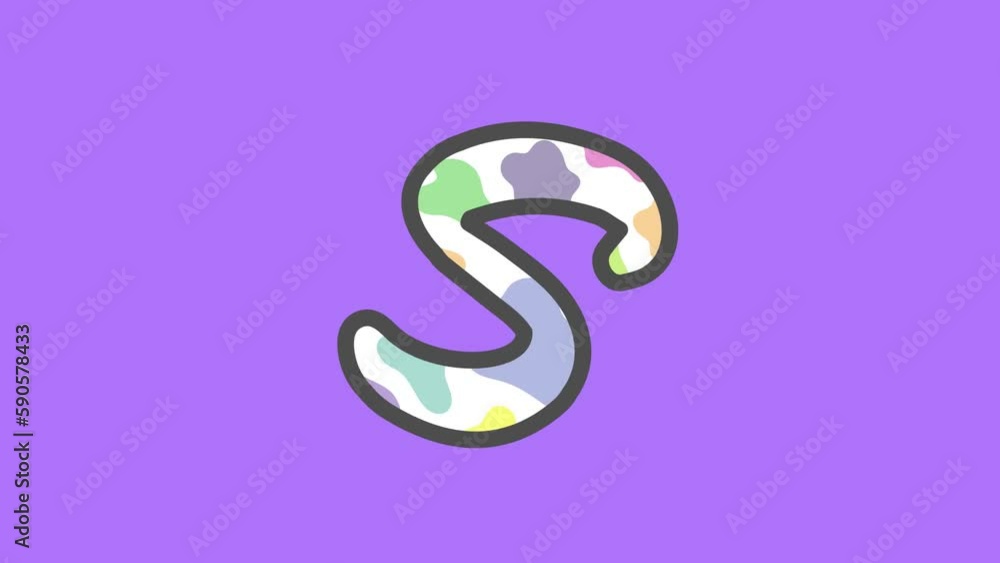 Unique S Letter, Animated Alphabet with Colored Cowhide Pattern Unique S Letter, Animated Alphabet with Colored Cowhide Pattern