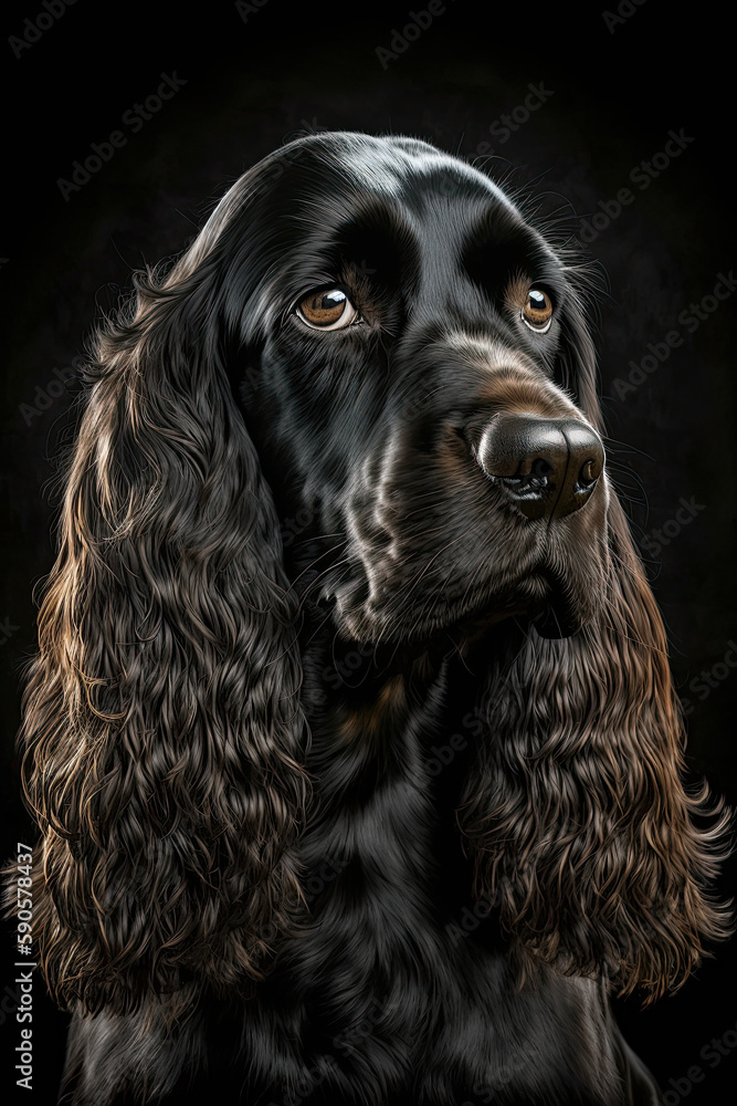 Generative AI illustration studio portrait style image of Cocker Spaniel pedigree dog breed Generative AI illustration studio portrait style image of Cocker Spaniel pedigree dog breed