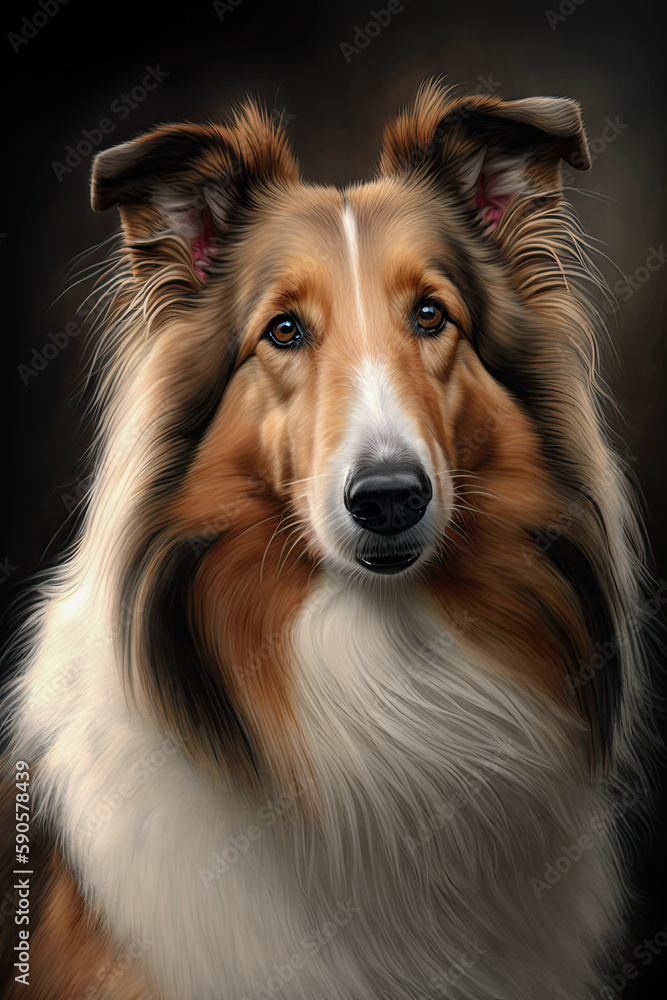 Generative AI illustration studio portrait style image of Border Collie pedigree dog breed Generative AI illustration studio portrait style image of Border Collie pedigree dog breed