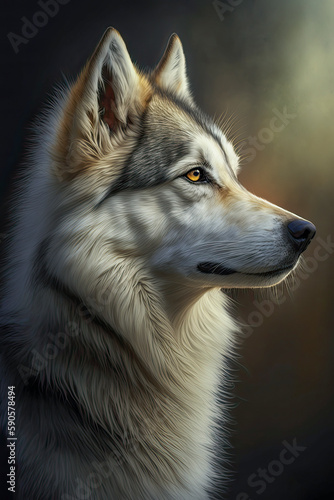 Generative AI illustration studio portrait style image of Huskie pedigree dog breed © veneratio