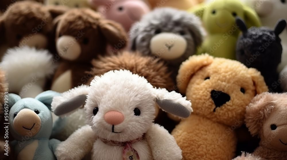 Small plush toys, group of small plush kids toys, generative ai Small plush toys, group of small plush kids toys, generative ai