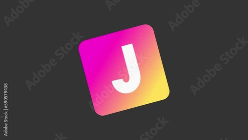 Shaking Box letter J, Animated Typeface with Gradient Element