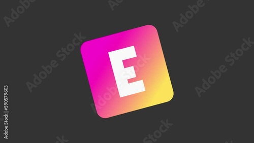 Shaking Box letter E, Animated Typeface with Gradient Element