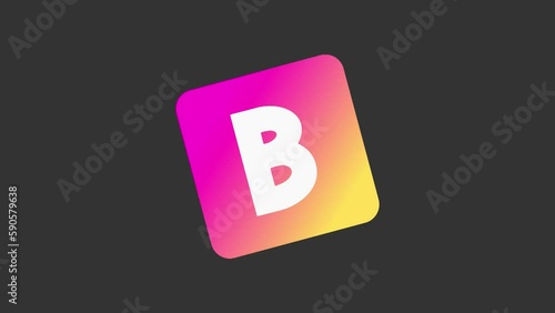 Shaking Box letter B, Animated Typeface with Gradient Element