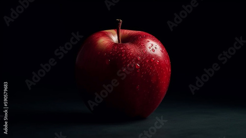 Minimalistic red apple raw fruit Generated AI
