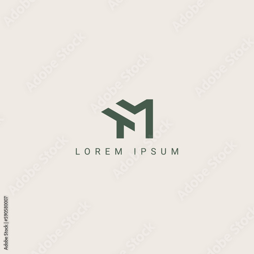 Modern creative letter TM MT logo icon design template elements.