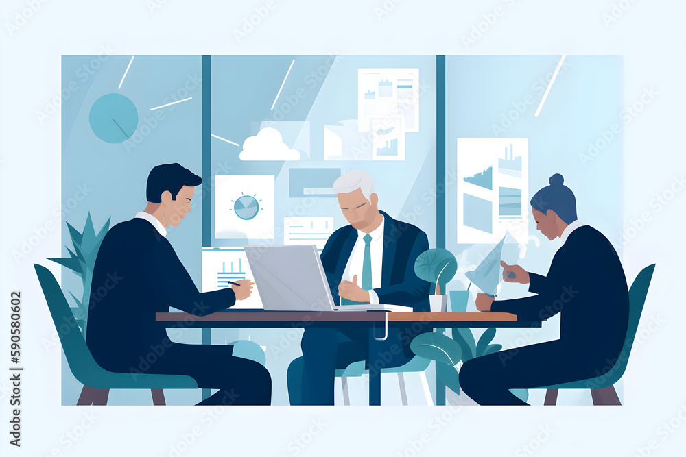 Flat vector illustration These are my thoughts on improving this company. Business people in a business meeting. Flat vector illustration These are my thoughts on improving this company. Business people in a business meeting.