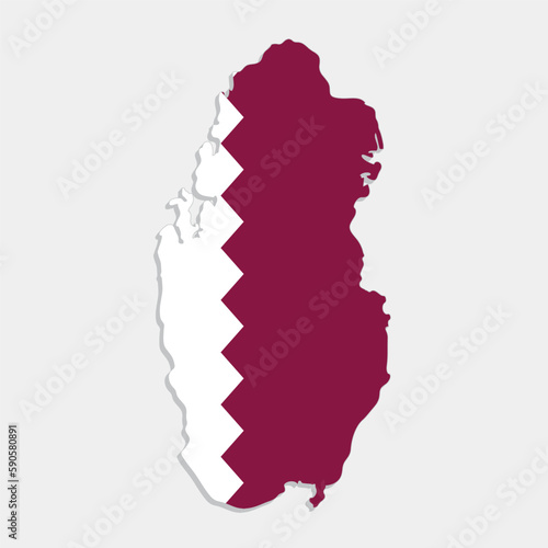 qatar map with flag on gray background