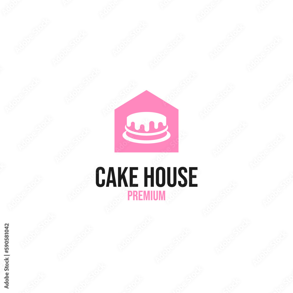 Obraz premium Vector cake house logo design concept template illustration idea