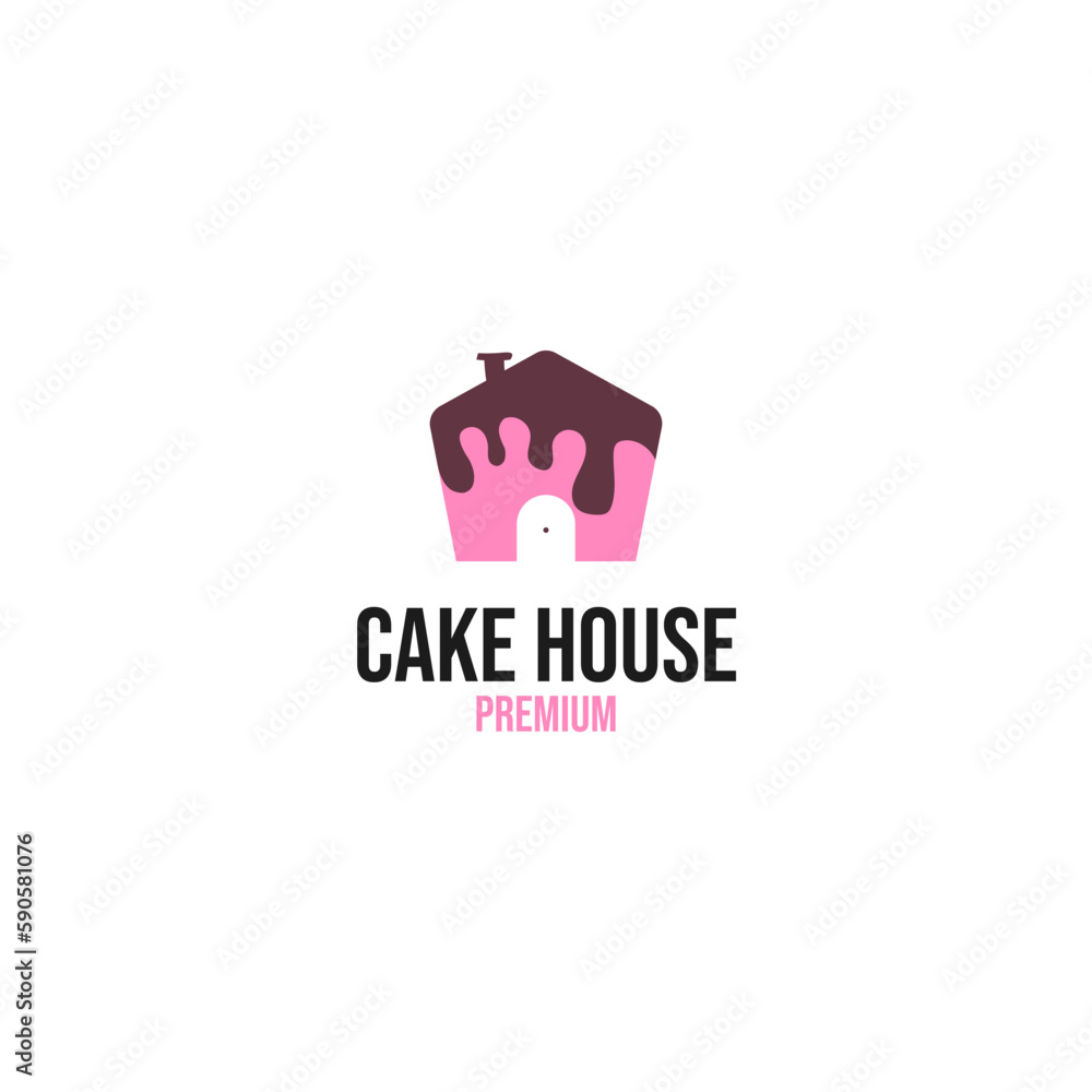 Vector cake house logo design concept template illustration idea Vector cake house logo design concept template illustration idea
