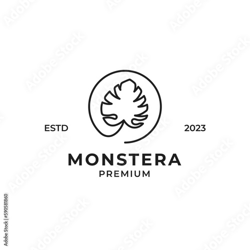 Vector monstera leaf logo design concept illustration idea